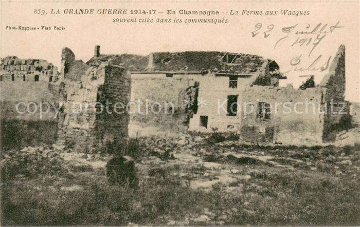 Souain-Perthes-les-Hurlus Ferme aux Wacques Ruines Grande Guerre Truemmer 1. Wel