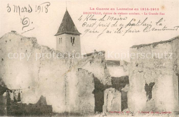 Drouville Théâtre de violents combats Grande Rue Ruines Grande Guerre Truemmer 1