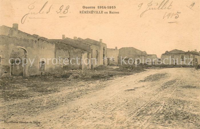 Remereville en ruines Grande Guerre Truemmer 1. Weltkrieg
