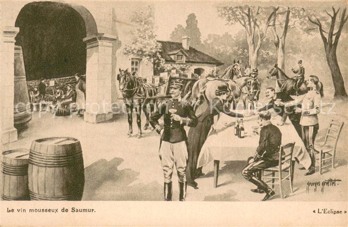 Saumur Le vin mousseux Dessin Kuenstlerkarte