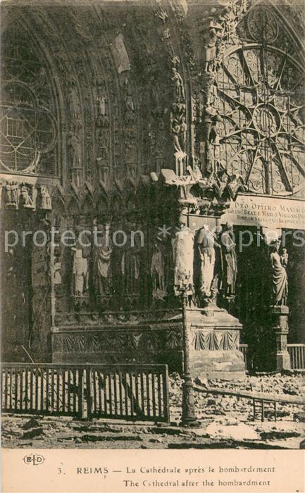 Reims Champagne Ardenne La Cathedrale après le bombardement Ruines Grande Guerre