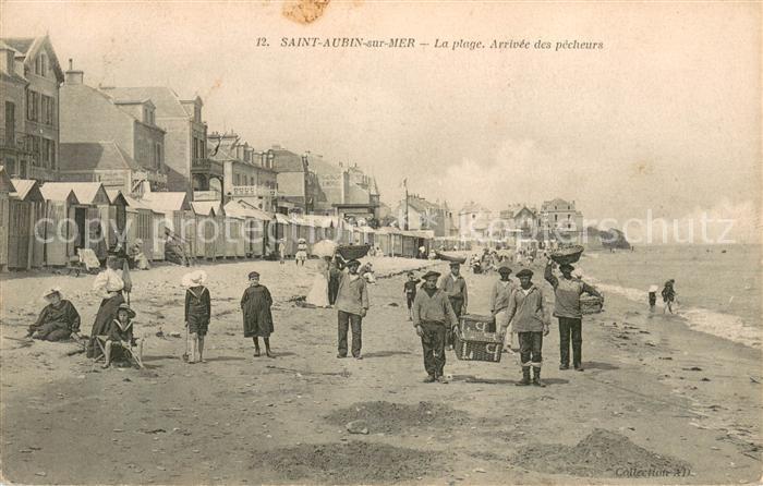 Saint-Aubin-sur-Mer Calvados La plage arrivée des pêcheurs