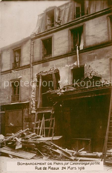 Paris Rue de Meaux 24 apres bombardement Mars