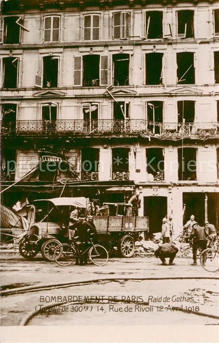 Paris apres bombardement Raid de Gothas Rue de Rivoli Avril 1918