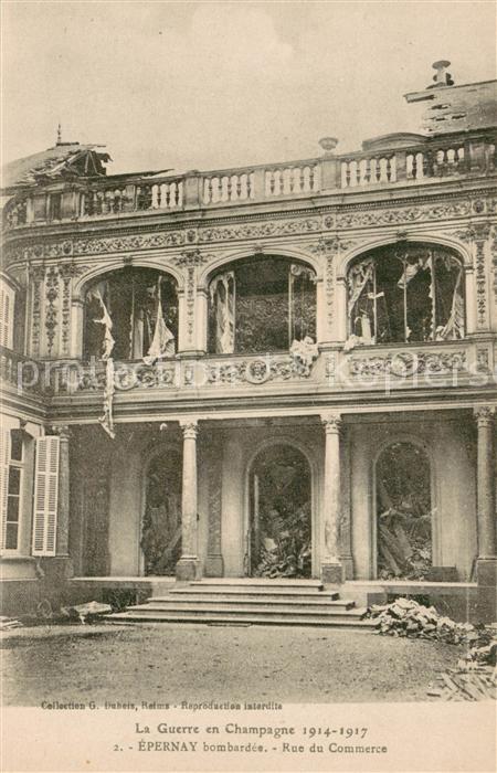 Epernay 51 apres bombardee Rue du Commerce