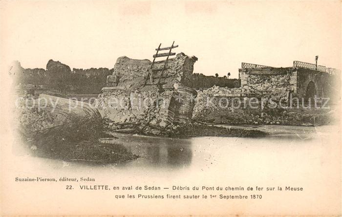 Villette Briey Debris du Pont du chemin de fer sur la Meuse que les Prussiens fi