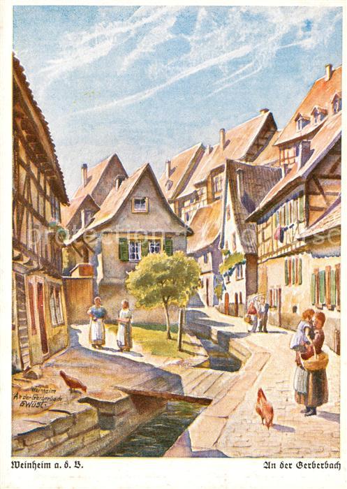 Weinheim Bergstrasse Gerberbach K?nstlerkarte G. W?st Nr. 17