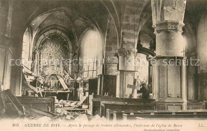 Barcy Intérieur de l'Eglise Ruines Grande Guerre Truemmer 1. Weltkrieg
