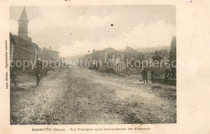 Marbotte Rue Principale après le bombardement de