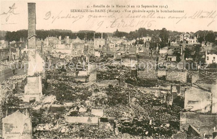 Sermaize-les-Bains Vue Generale après le bombardement Bataille de la Marne Ruine