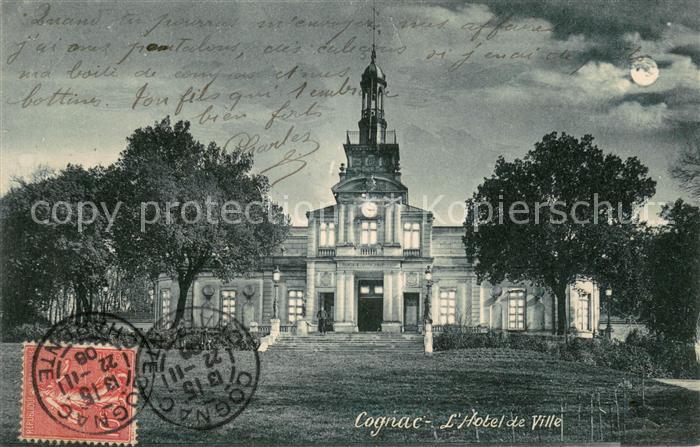 Cognac Charente Hôtel de Ville la nuit au clair de lune