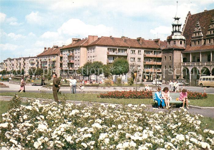 Brzeg Brieg Schlesien Rynek Marktplatz Blumenbeet