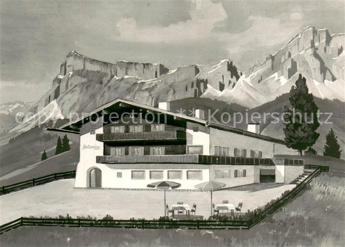 San Cassiano Badia Hotel Antersies Garni Dolomiten Kuenstlerkarte