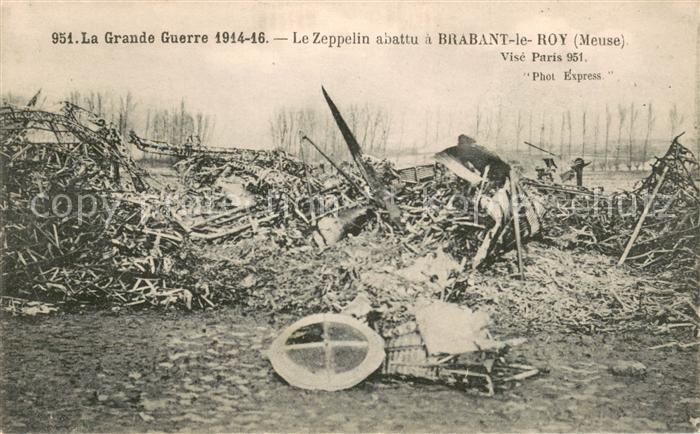 Brabant-le-Roi Le Zeppelin abattu Grande Guerre 1914-1