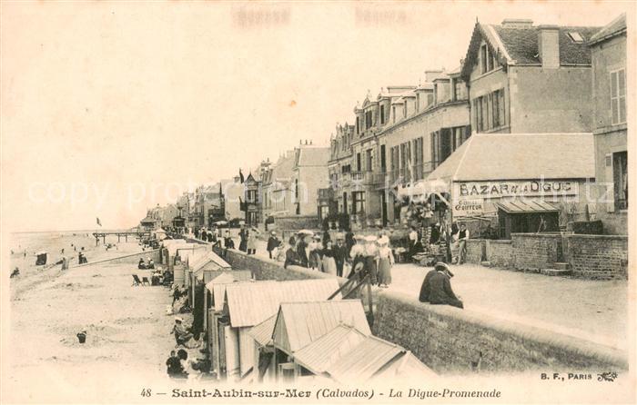 Saint-Aubin-sur-Mer Calvados La Digue Promenade Plage