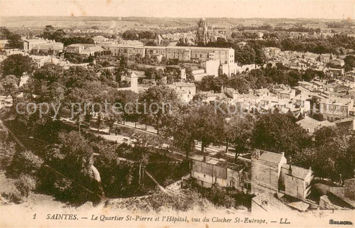 Saintes Charente-Maritime Quartier Saint Pierre et l Hôpital vus du Clocher Sain