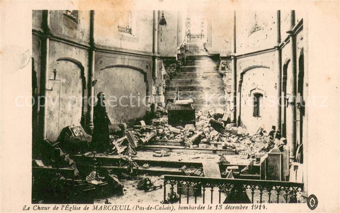 Marcoeuil Le choeur de l'Eglise bombardée 1914 Ruines Grande Guerre Truemmer 1.