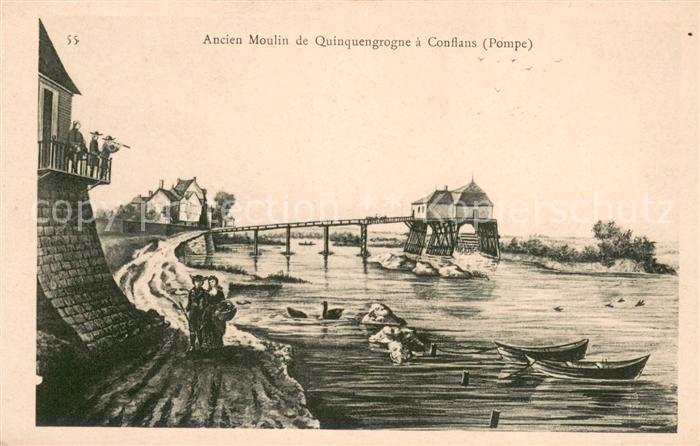 Conflans-Sainte-Honorine Ancien Moulin de Quinquengrogne Peinture Kuenstlerkarte