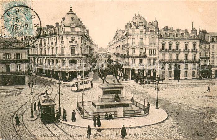 Orleans Loiret Place du Martroi Monument Rue de la République