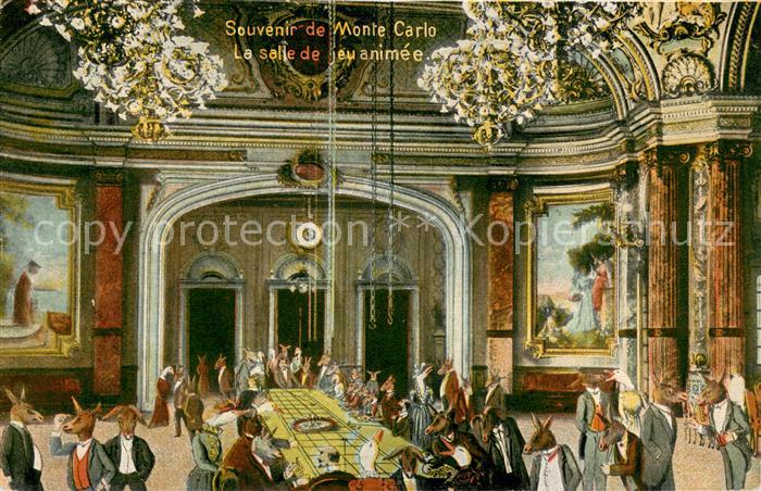 Monte-Carlo Casino Salle de jeu animée Peinture Kuenstlerkarte