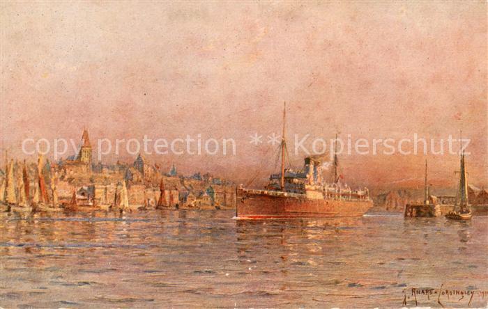 Boulogne-sur-Mer Départ du port de ss Victoria Peinture Ricard Cordingley Kuenst