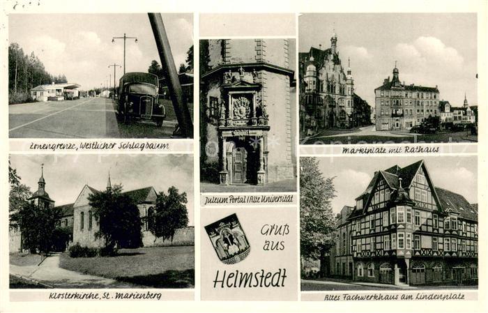 Helmstedt Niedersachsen Zonengrenze Westlicher Schlagbaum Marktplatz mit Rathaus