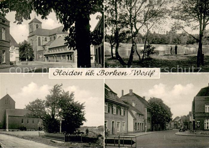 Heiden Borken Ortsansichten Kirche Seepartie