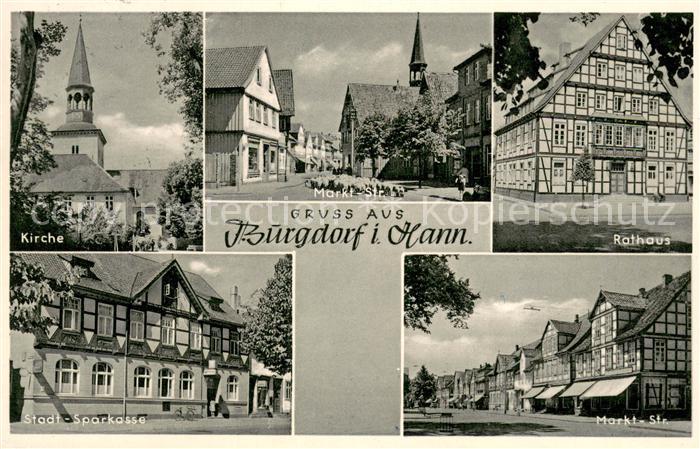 Burgdorf Hannover Kirche Markstrasse Fachwerkhaeuser Rathaus Stadtsparkasse