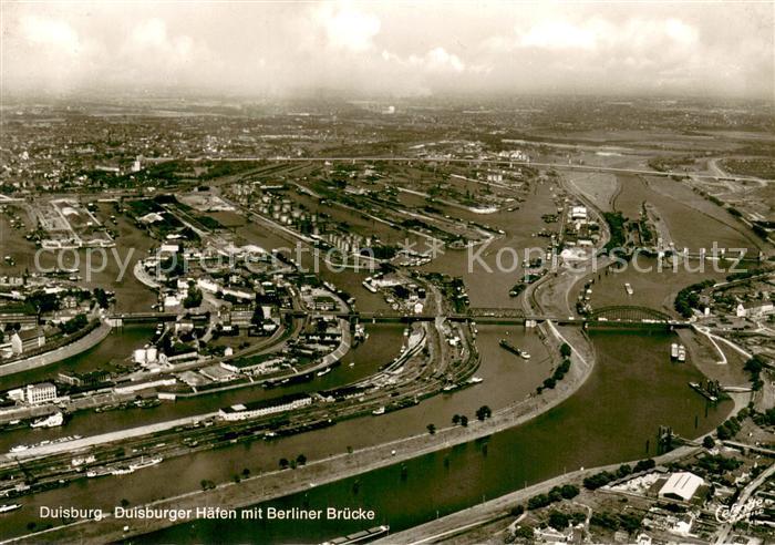 Duisburg Ruhr Duisburger Haefen mit Berliner Bruecke Fliegeraufnahme