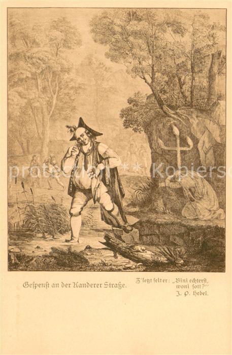 Kandern Gespenst an der Kanderer Strasse Kuenstlerkarte Hebelpostkarte Nr. 5