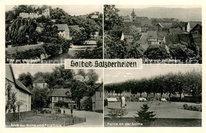 Salzderhelden Haldenburg Ortsansicht Ruine und Forsthaus Partie an der Saline