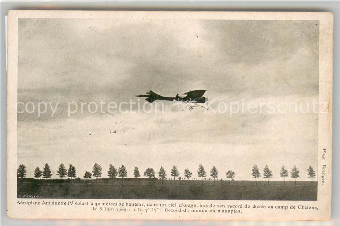 Camp de Chalons Aeroplane Antoinette IV volanta 40 metres de hauteur
