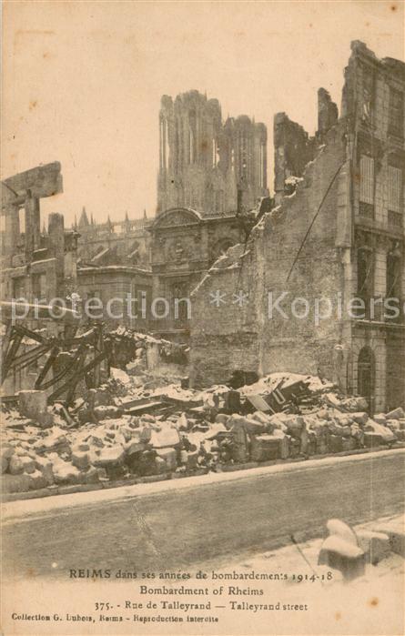 Reims Champagne Ardenne dans ses annéesde bombardement 1914-18