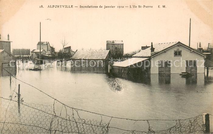 Alfortville Inondations de Janvier 1910 Ile Saint Pierre Hochwasser Katastrophe