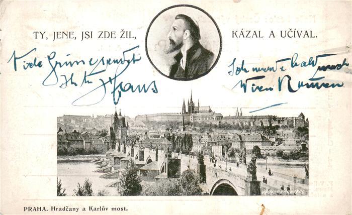 Praha Prahy Prague Hradcany a Karluv most Prager Burg mit Karlsbruecke