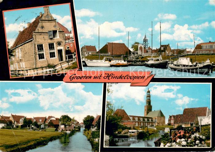 Hindeloopen Ortsansichten Hafen Fischerboote Kirche Kanal