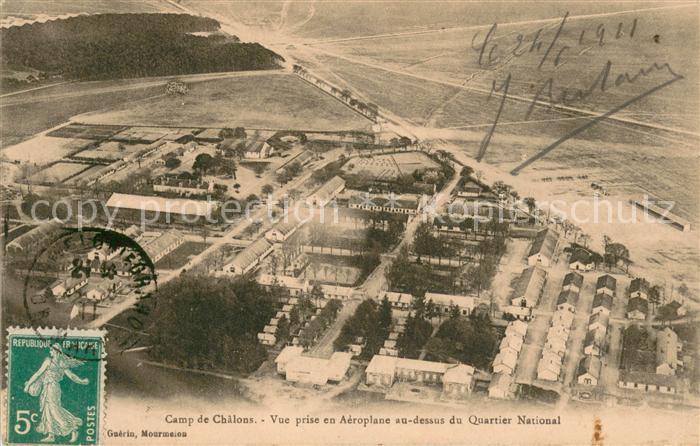 Camp de Chalons Vue prise en Aeroplane au dessus du Quartier National