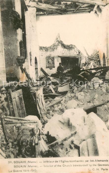 Souain-Perthes-les-Hurlus Interieur de l’Eglise bombardes par les