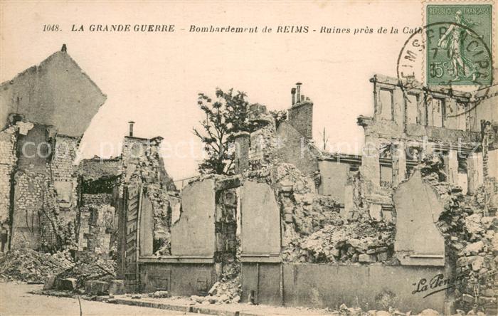 Reims 51 Grande Guerre Bombardement de Reims Ruines de la Cathedrale