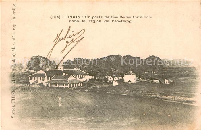 Tonkin Une poste de tirailleurs tonkinois dans la region de Cao Bang