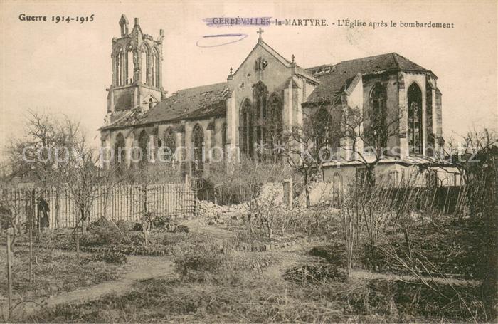 Gerbeviller la Martyre Eglise apres le bombardement
