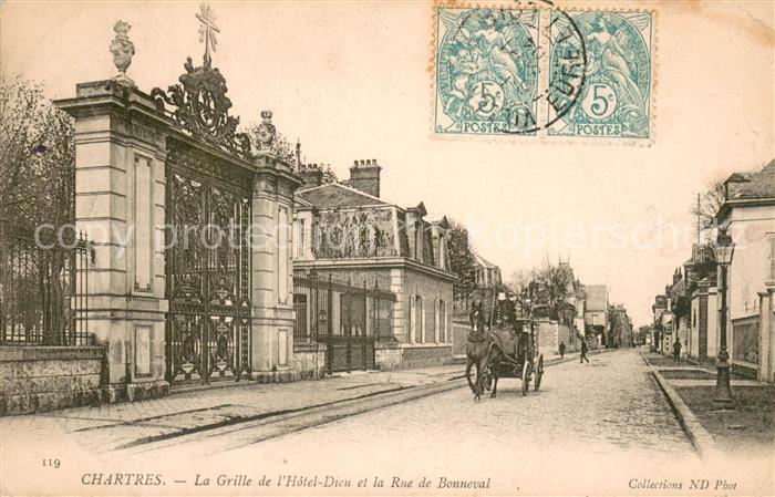Chartres 28 La Grille de l’Hotel Dieu et la Rue de Bonneval