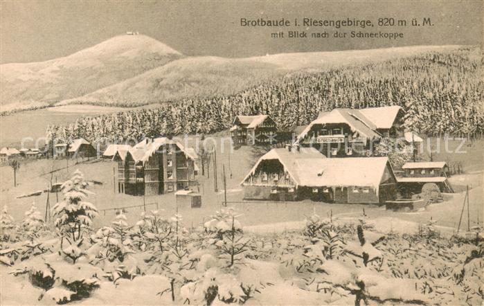 Brotbaude Riesengebirge Panorama mit Schneekoppe