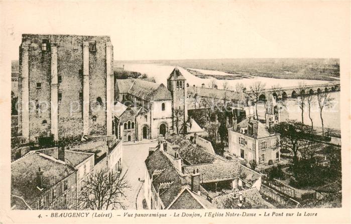 Beaugency Vue panoramique Le Donjon l’Eglise Notre Dame Le Pont sur la Loire