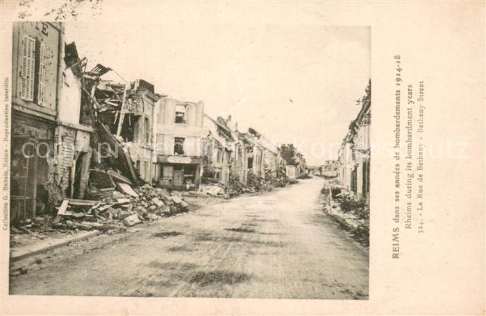 Reims 51 dans ses annees de bombardements 1914-18 La Rue de Betheny