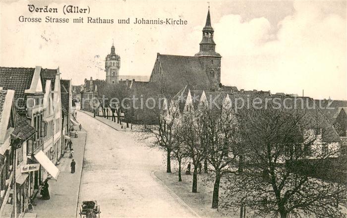 Verden Aller Grosse Strasse mit Rathaus und Johannis Kirche