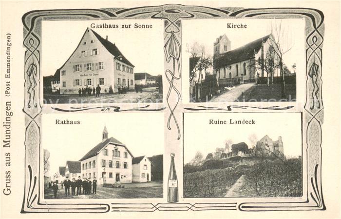 Mundingen Emmendingen Gasthaus zur Sonne Kirche Rathaus Ruine Landeck