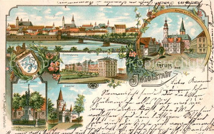 INGOLSTADT  CITY Friedenskaserne Kriegerdenkmal Rathaus mit Pfarrkirche Kreuztho