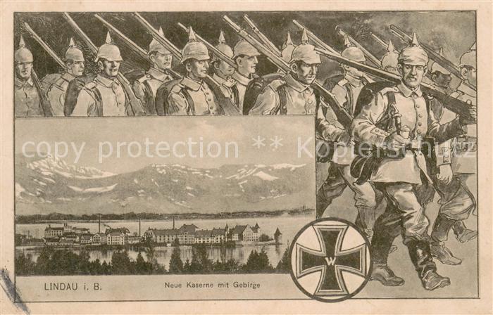 Lindau Bodensee Neue Kaserne mit Gebirge