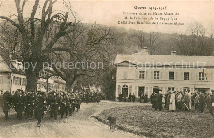 Alsace Elsass Premiere visite de M le President de la Republique Defile d’un Bat